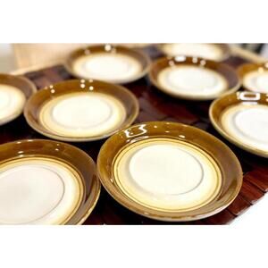 Vintage Céramique de Beauce 6" Saucer Set of 9 – Brown Gradient, Canada 1970s